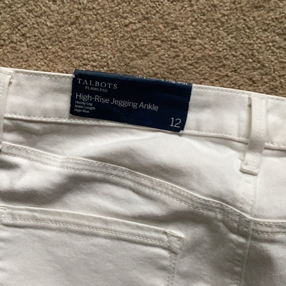 Talbots Bright White High-Rise Ankle Jeggings sze 12 its new
